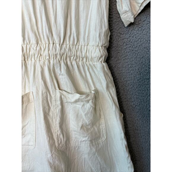 NWT Universal Thread Romper Jumpsuit XS Button Up Pockets Western Beach Cream - Picture 9 of 16